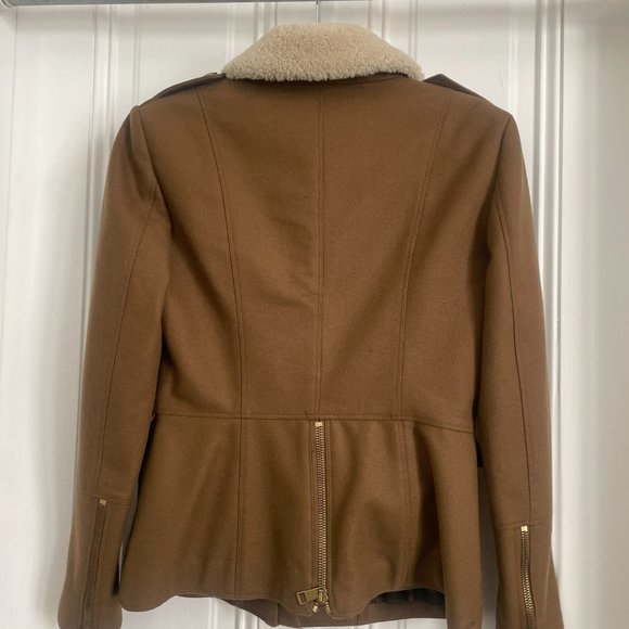 Burberry London Wool Brown Jacket w/ Shearling Collar US10 - Picture 6 of 10